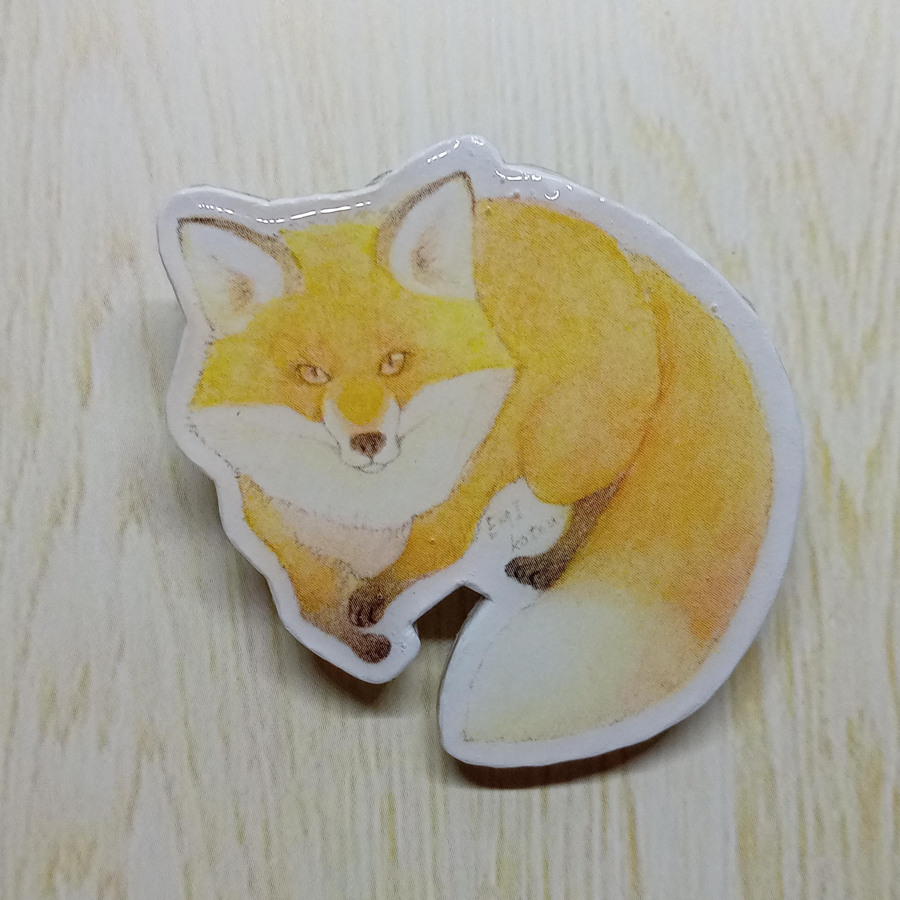紙製！どうぶつブローチ【狐 キツネ きつね】