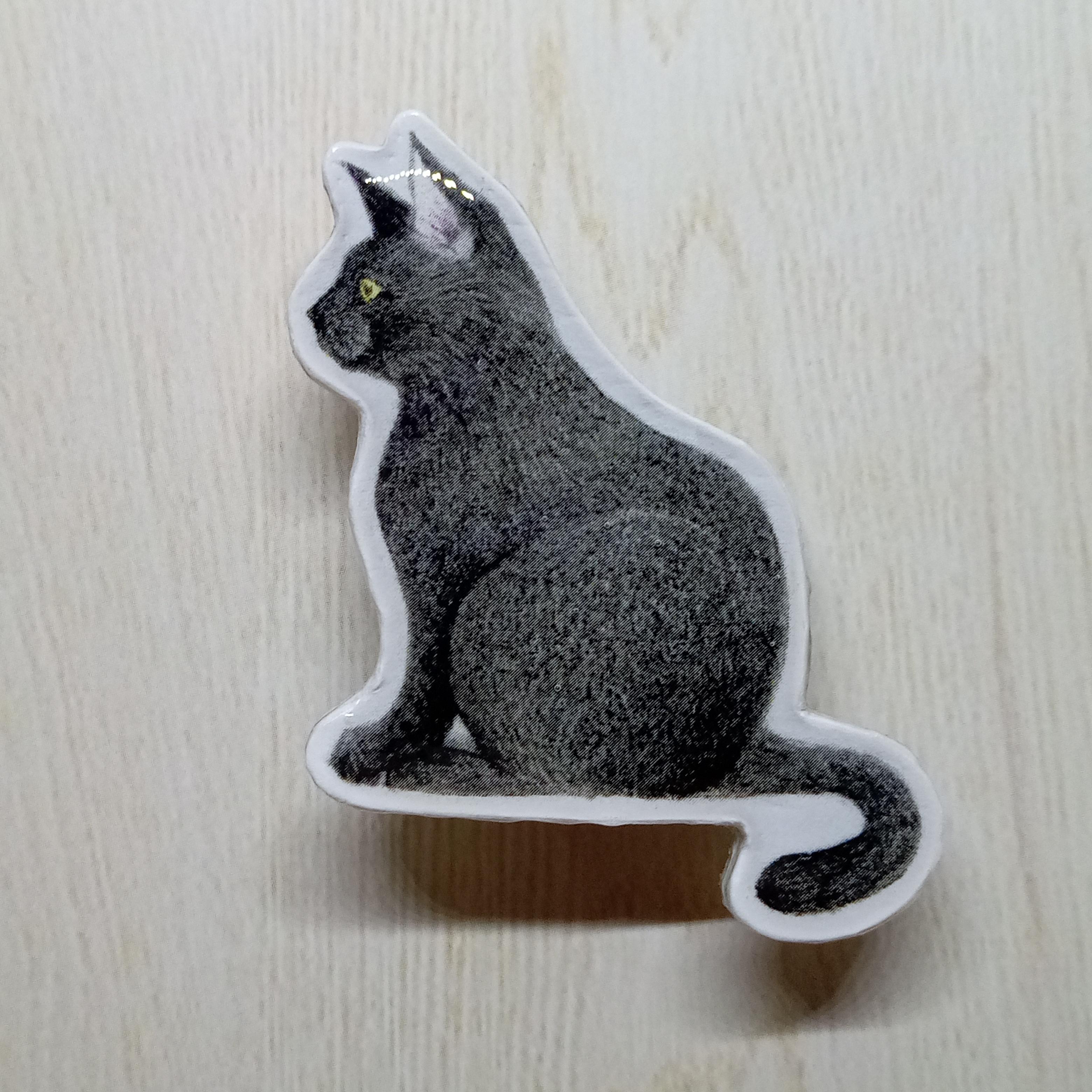 紙製！どうぶつブローチ【黒猫】